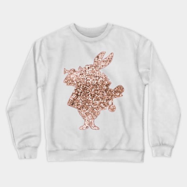 Sparkling rose gold Mr Rabbit Crewneck Sweatshirt by peggieprints